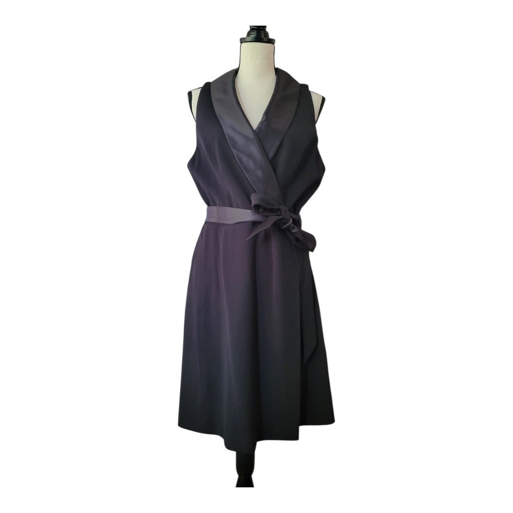Adrianna Papell Crepe Tuxedo Evening Party‎ Dress - Black Size 16 New
